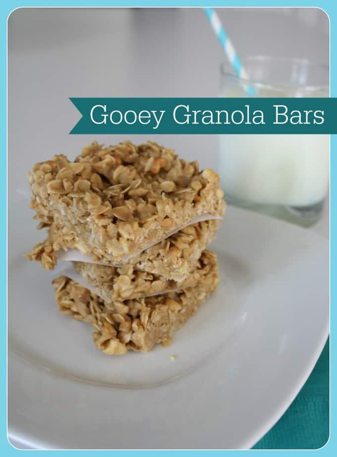 Gooey Granola Bars, no bake, sweet and fun to make with kids!