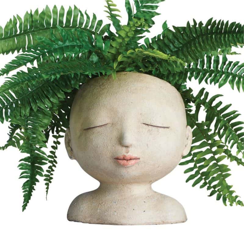 Lady plant head hair vase